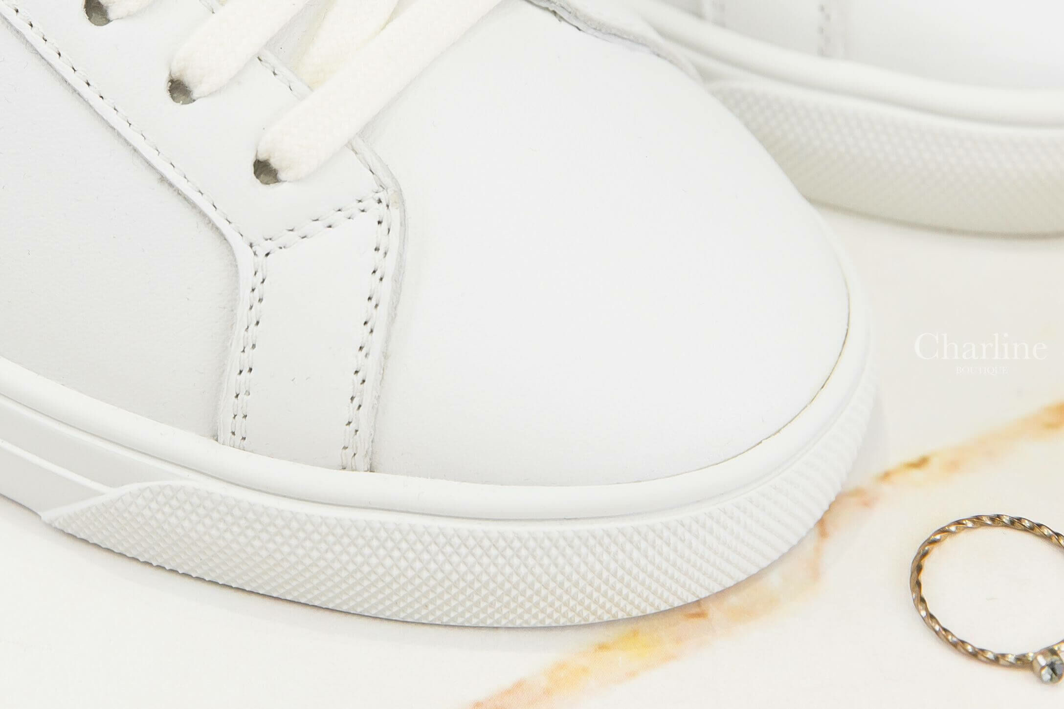 Saint Laurent Andy Sneakers In Leather 光學白小牛皮燙金Logo運動鞋