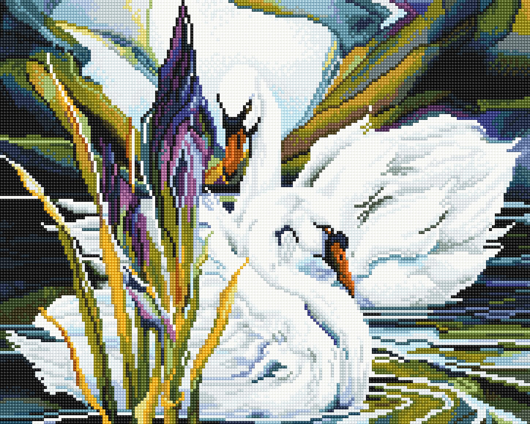 藝術生活 鑽石新設計 滿版立體鑽石畫【GJ1447】天鵝戀40*50CM