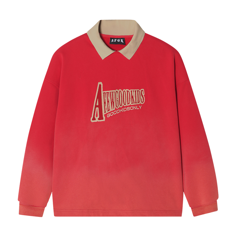 AFGK 漸變POLO領寬鬆大學T A FEW GOOD KIDS