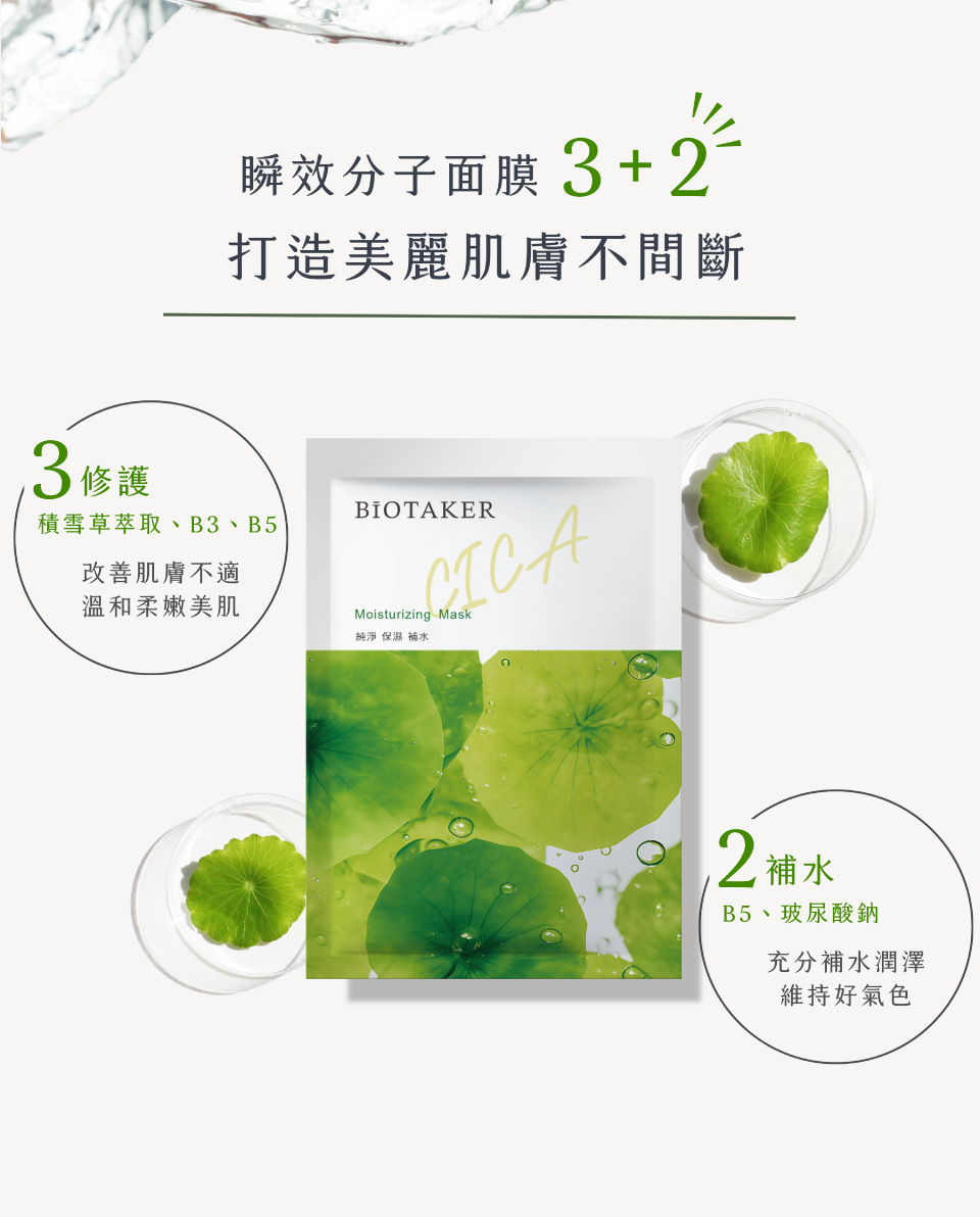 瞬效分子面膜 3+2打造美麗肌膚不間斷