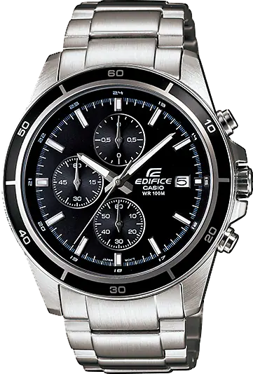 萬年鐘錶 - CASIO EDIFICE 系列 黑色錶面賽車款三眼計時不鏽鋼男錶 EFR-526D-1AV 錶徑 : 43.8MM