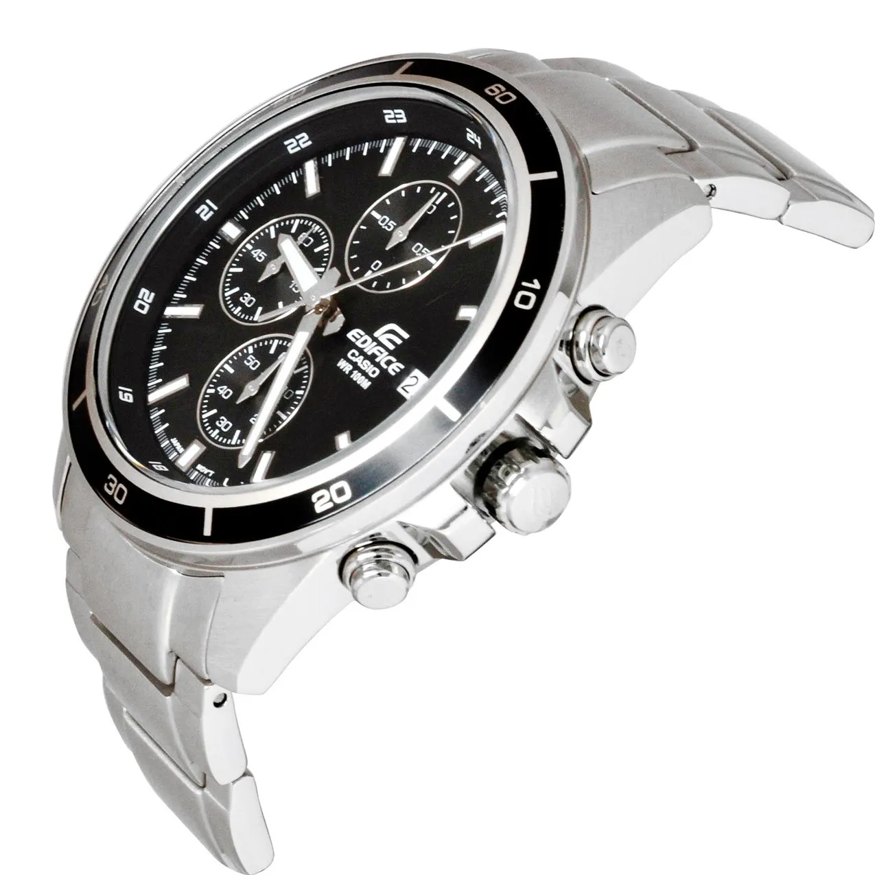萬年鐘錶 - CASIO EDIFICE 系列 黑色錶面賽車款三眼計時不鏽鋼男錶 EFR-526D-1AV 錶徑 : 43.8MM