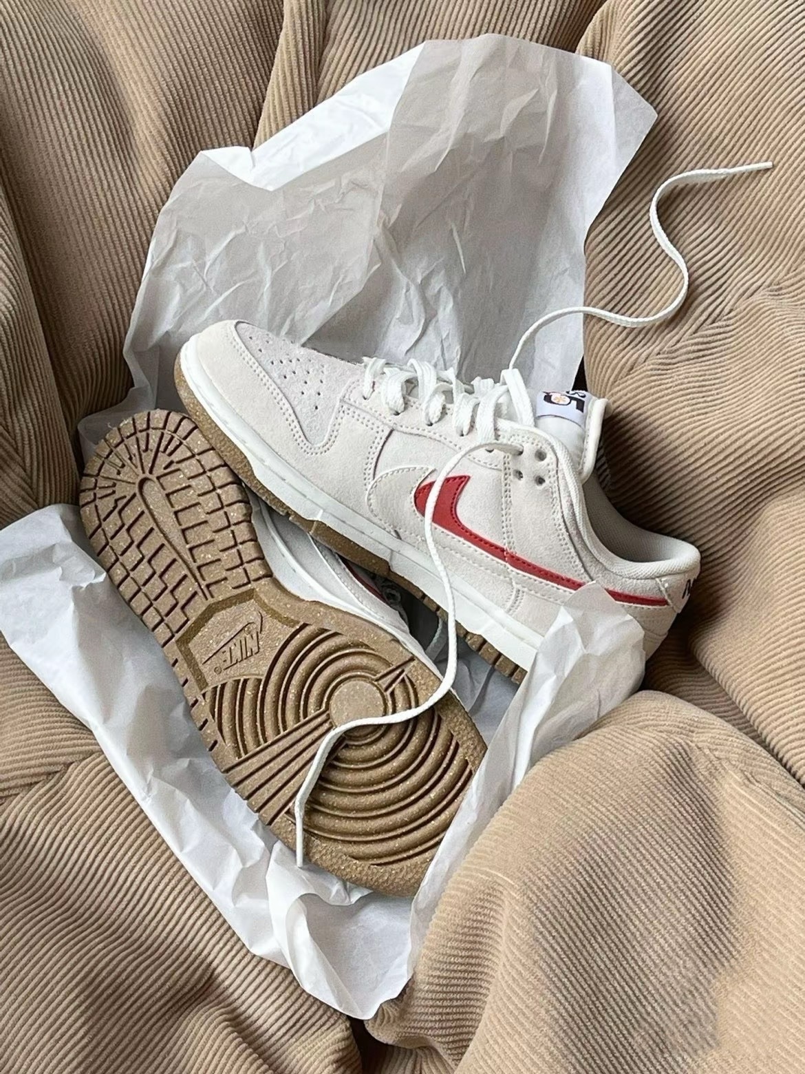 Nike Dunk Low 85 雙勾 解構 麂皮 灰紅雙勾