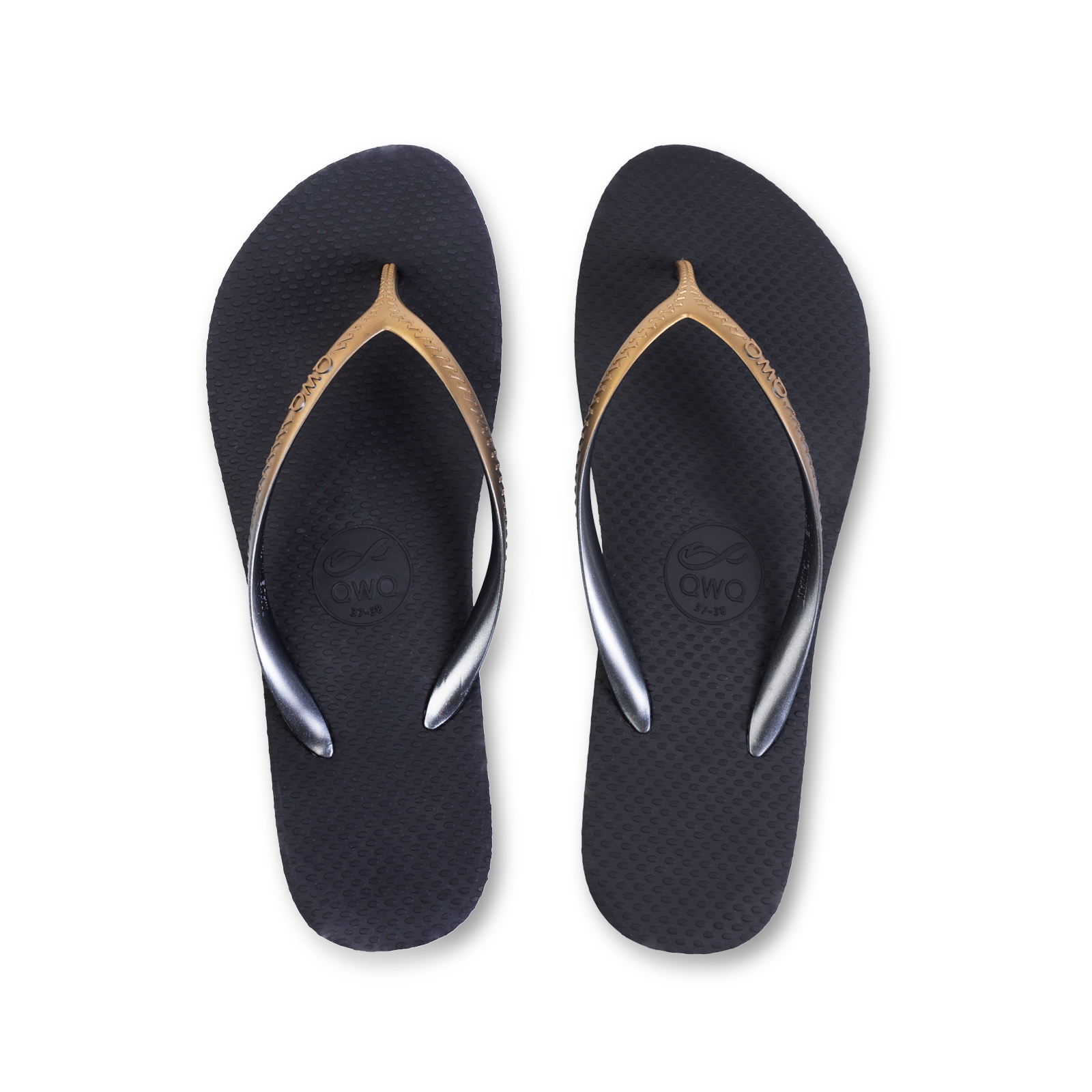 Glint微光系列 復古金漸層 曜石黑 女款平底人字夾腳拖