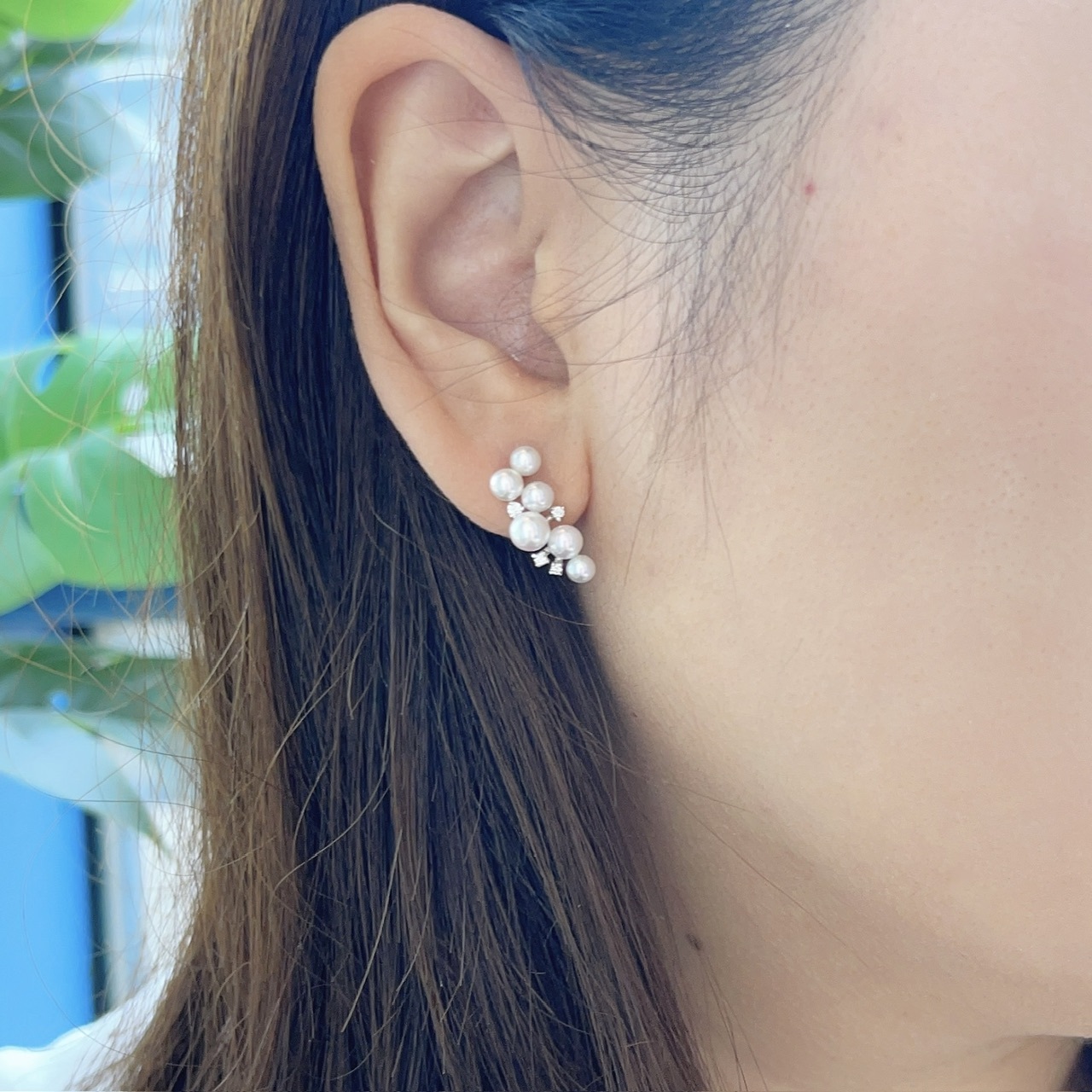 日本設計師系列-18K金彩凜珠鑽石耳環