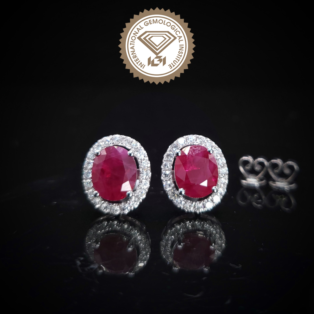 18K White Gold 2.96ct Ruby and Diamond Earring