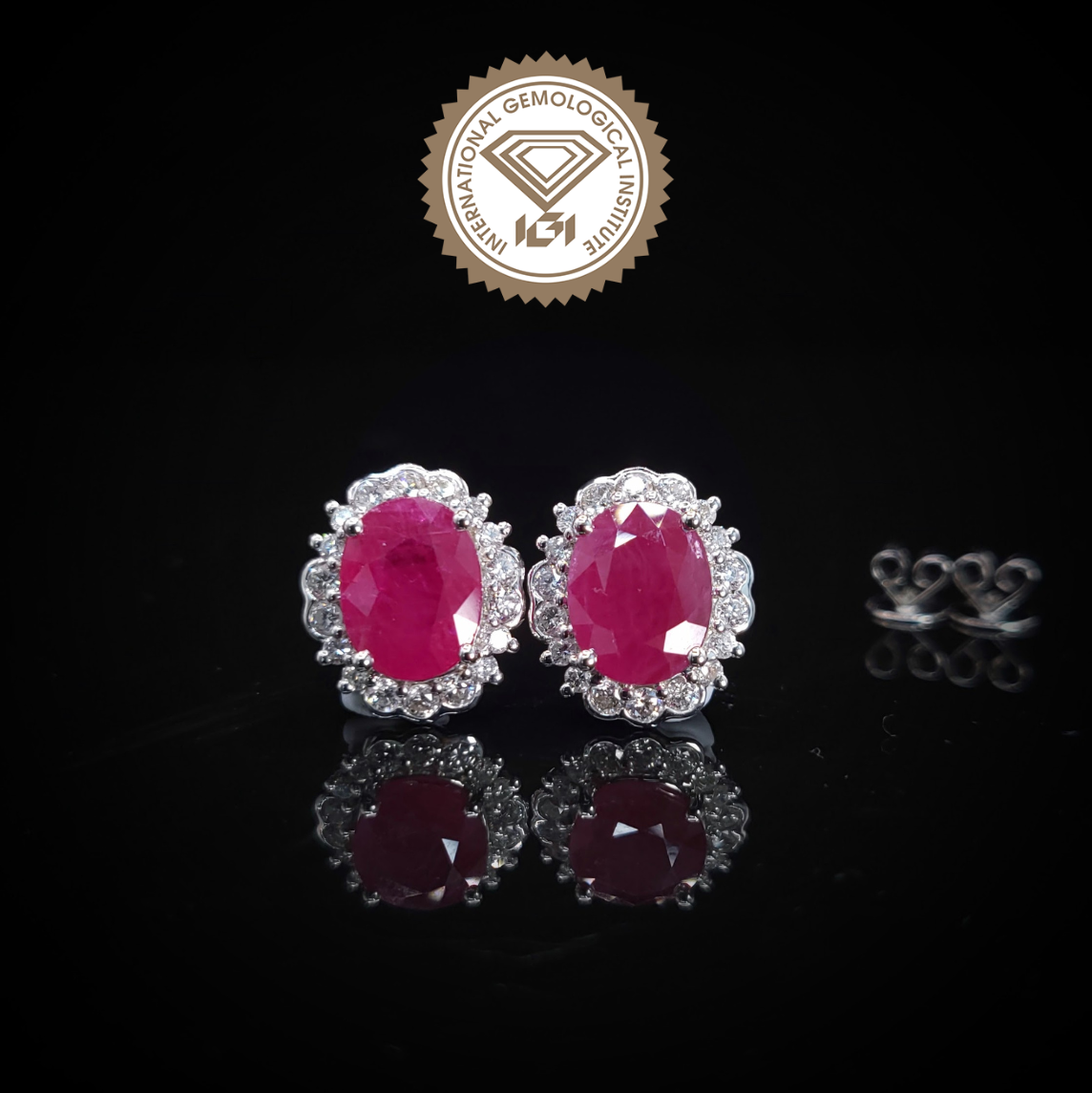 18K White Gold 4.89ct Ruby and Diamond Earring