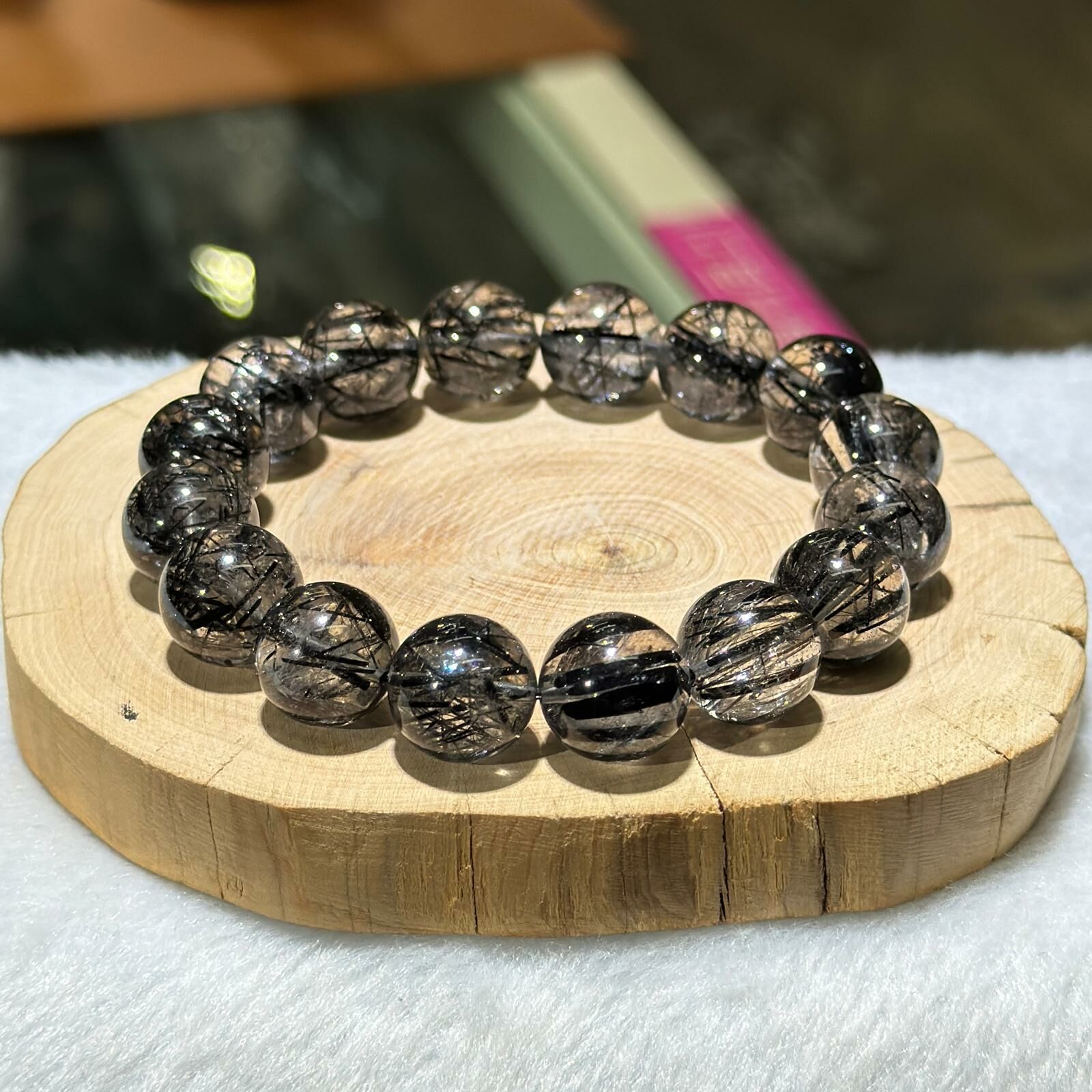 大m💫黑髮晶手串 13 mm+/-