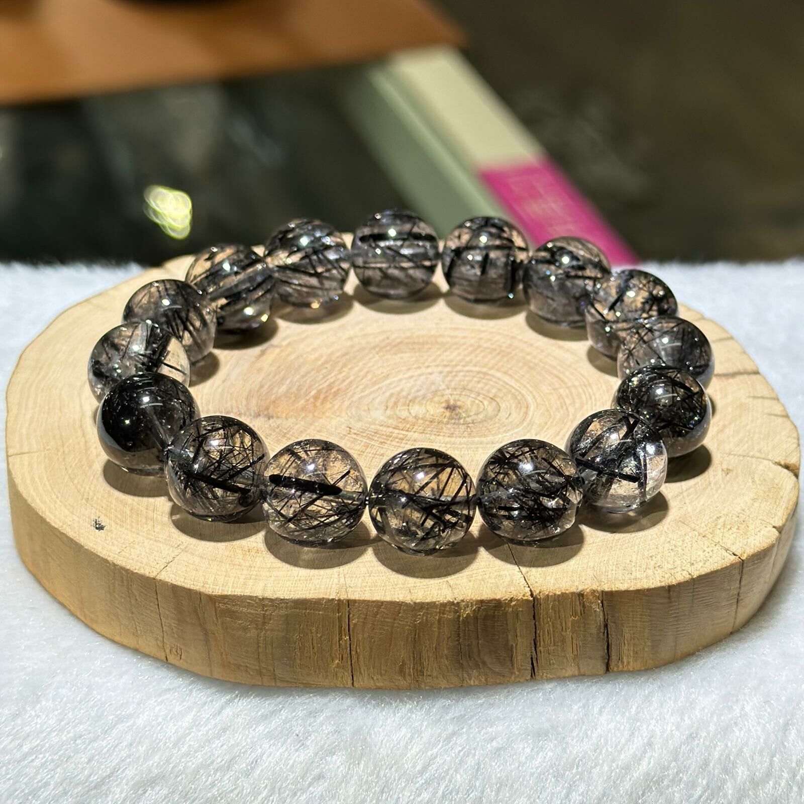 大m💫黑髮晶手串 13 mm+/-