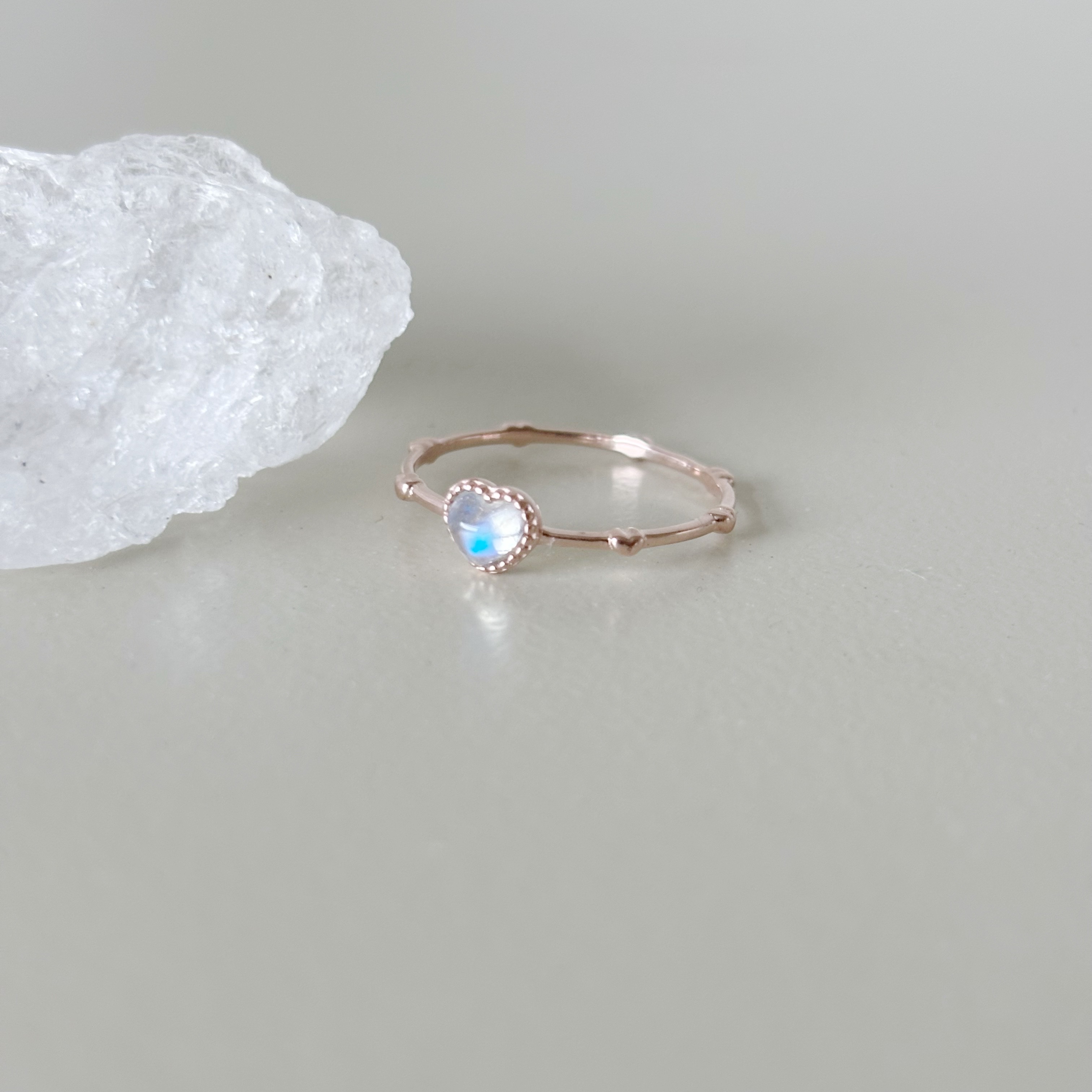 愛心蛋糕塔Rosary月光石戒指