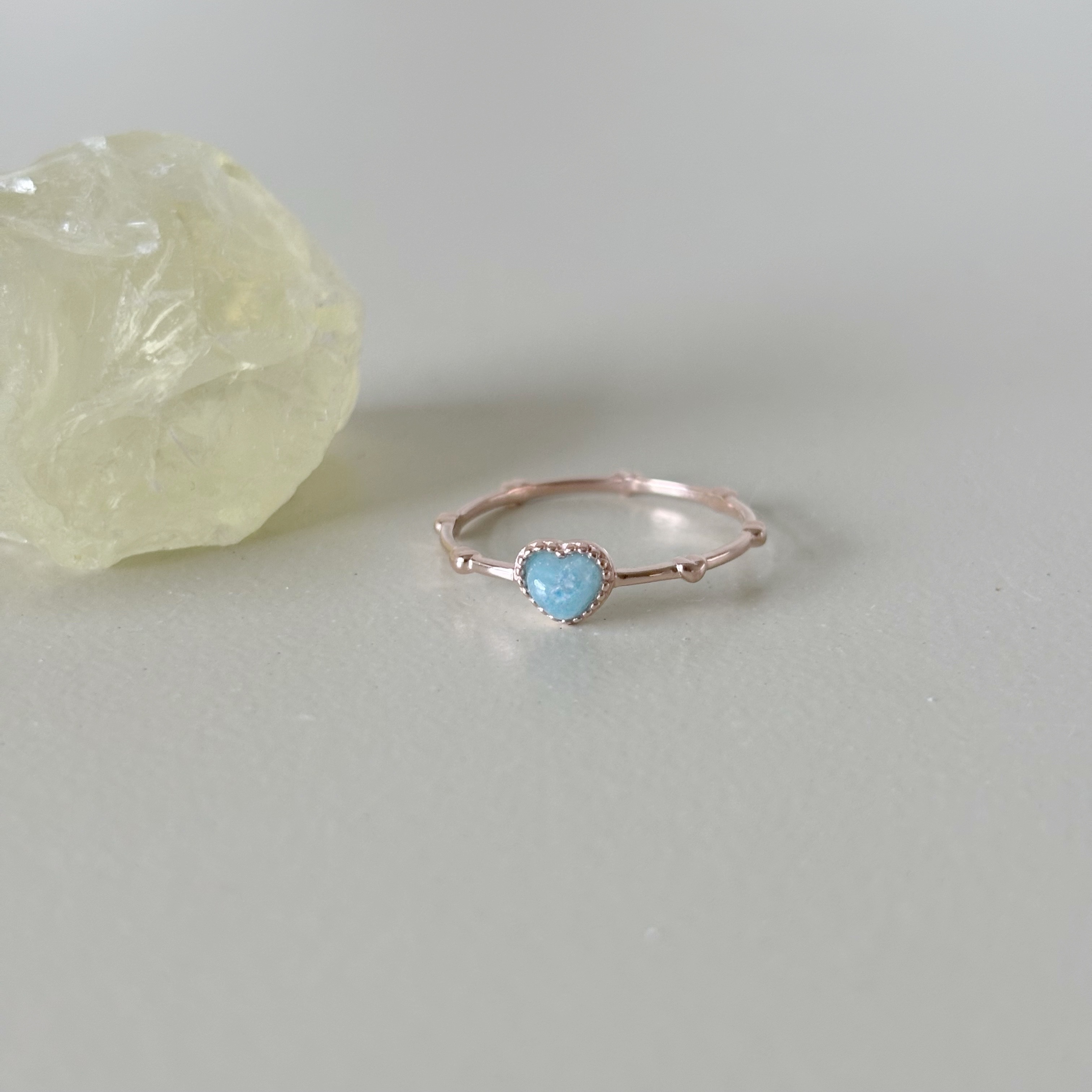 愛心蛋糕塔Rosary水藍石英戒指