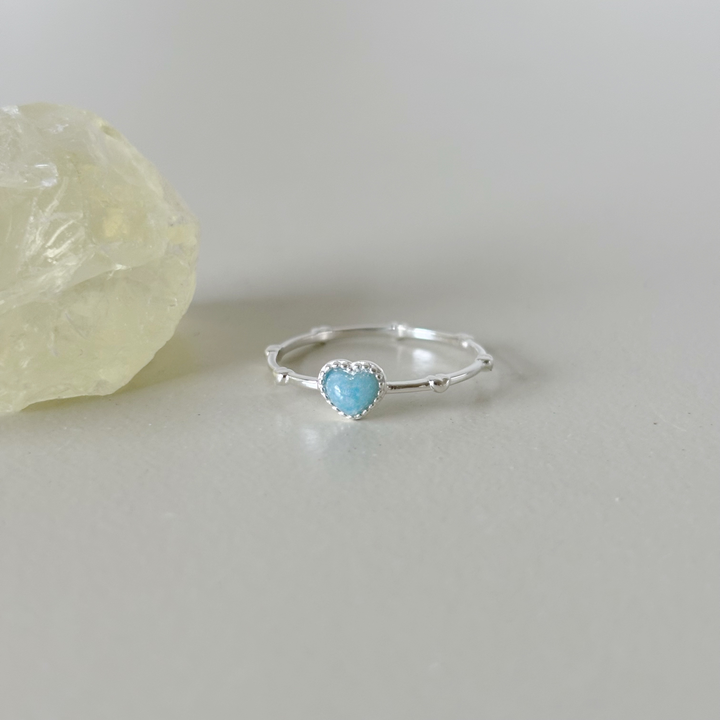 愛心蛋糕塔Rosary水藍石英戒指