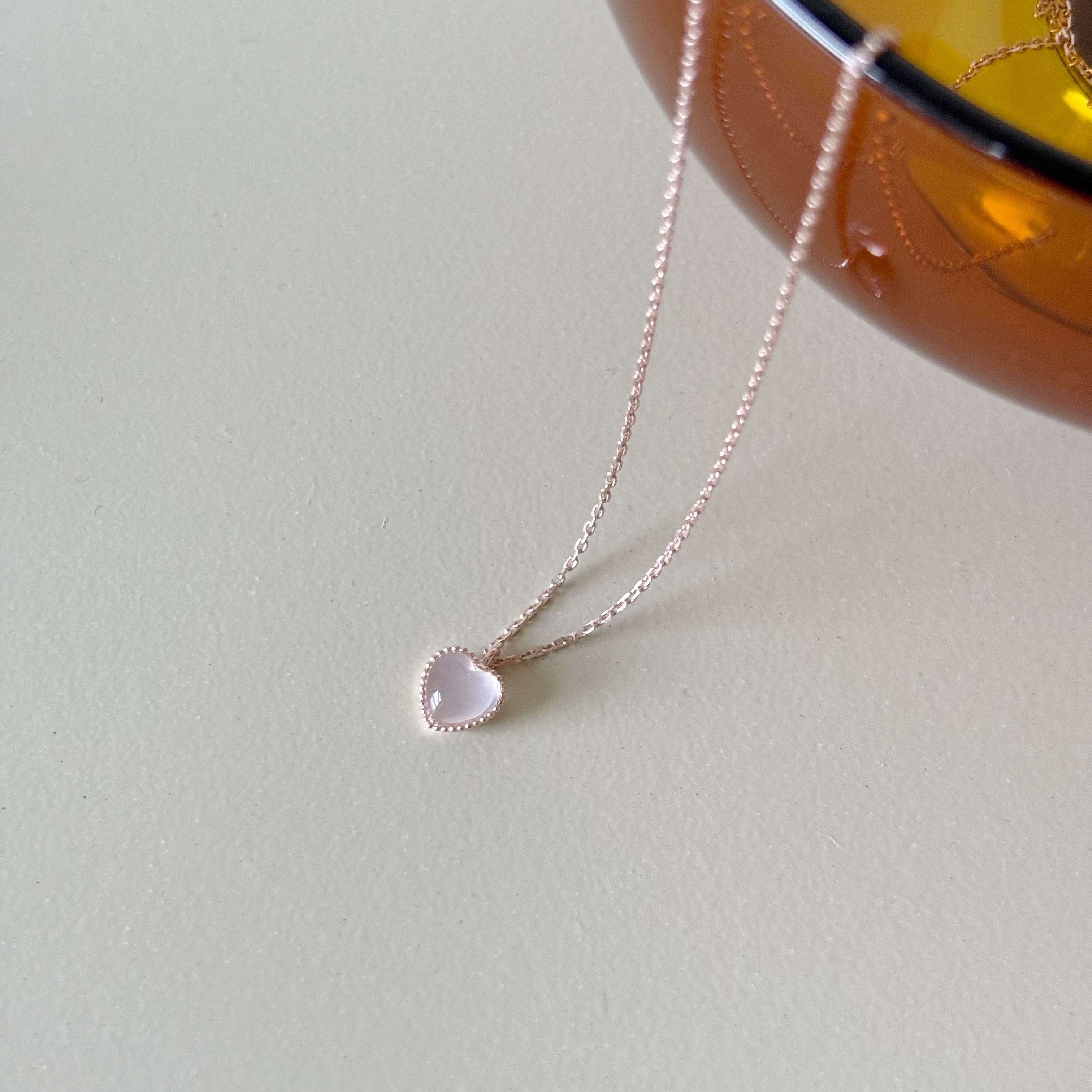 愛心蛋糕塔粉晶項鍊