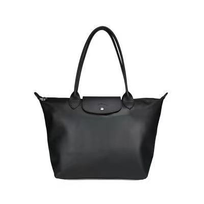 LONGCHAMP 中號黑色單肩包亮面-T