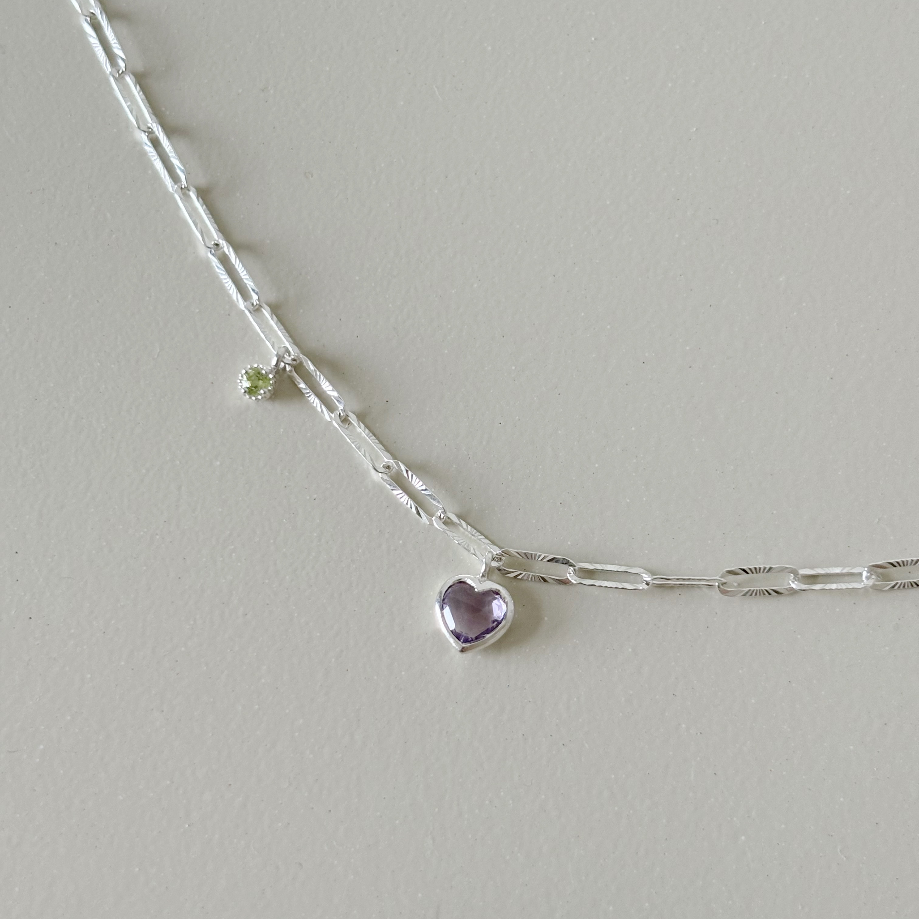 Bazel Heart紫水晶橄欖切花項鍊