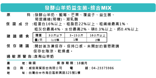 1入。韓國普恩啾 發酵羊奶凍乾益生菌_綜合50g