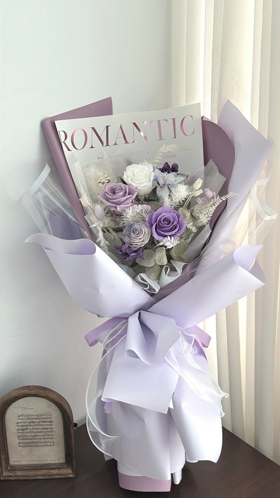 韓系永生花束-莫奈紫