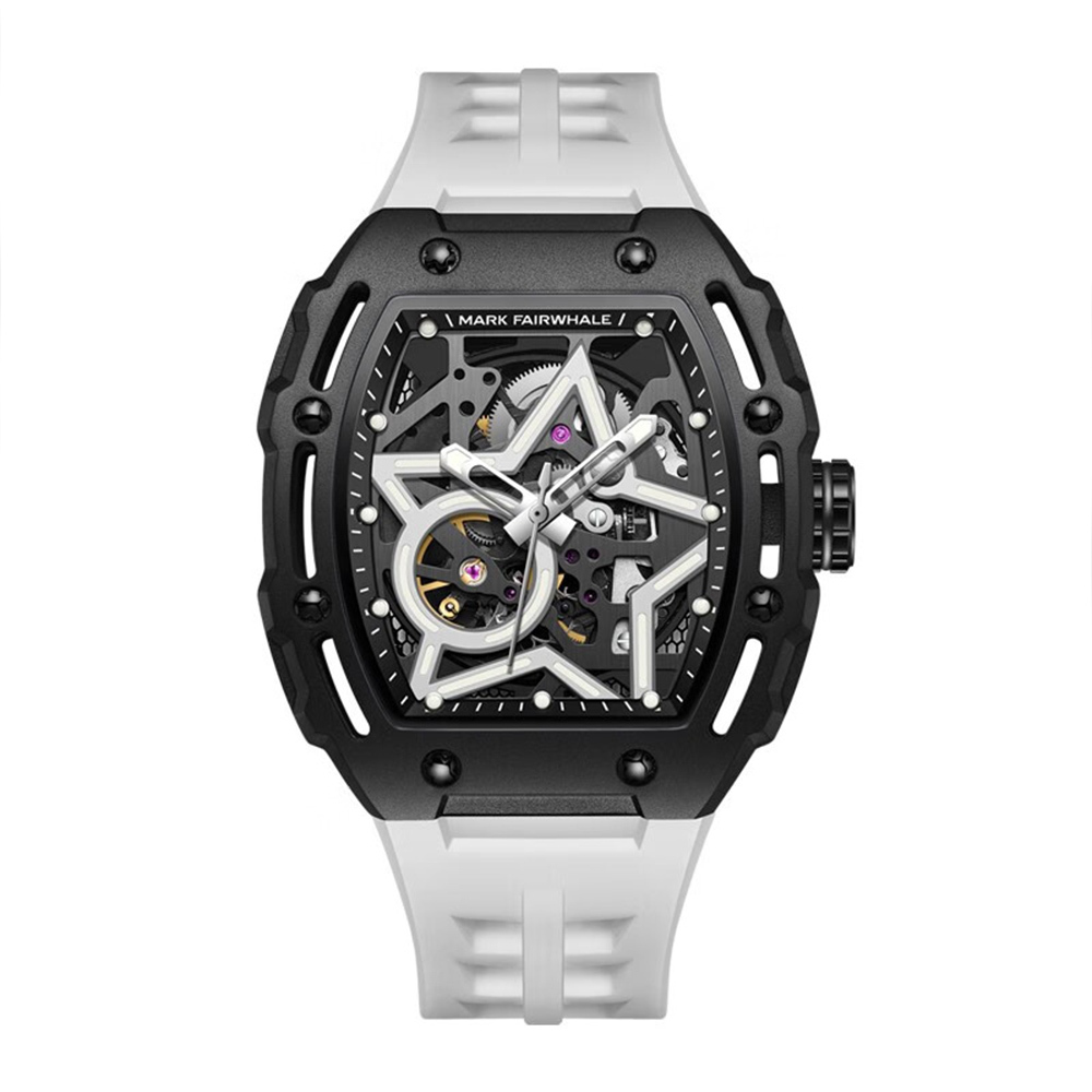 【Mark Fairwhale 馬克菲爾】6630 開啟星紀元 星芒 雙面 鏤空 結構 透氣 錶帶 機械錶
