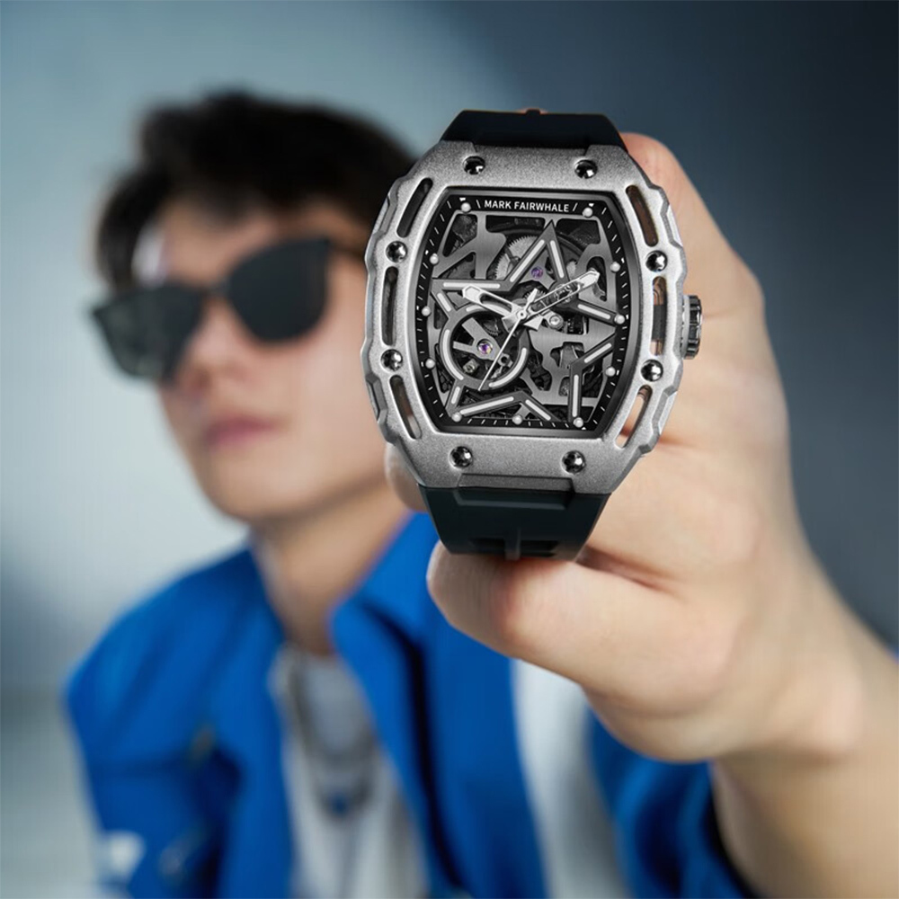 (預購)【Mark Fairwhale 馬克菲爾】6630 開啟星紀元 星芒 雙面 鏤空 結構 透氣 錶帶 機械錶