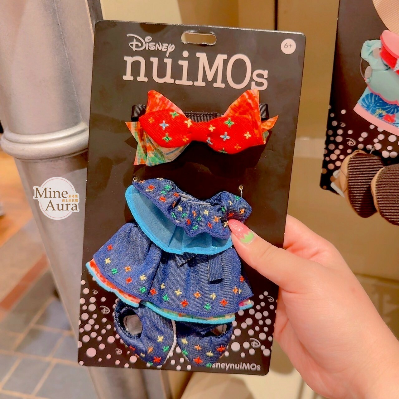 nuiMOs 紅色蝴蝶結 十字花 牛仔藍洋裝 套裝 造型服裝 (無娃娃) -香港迪士尼樂園