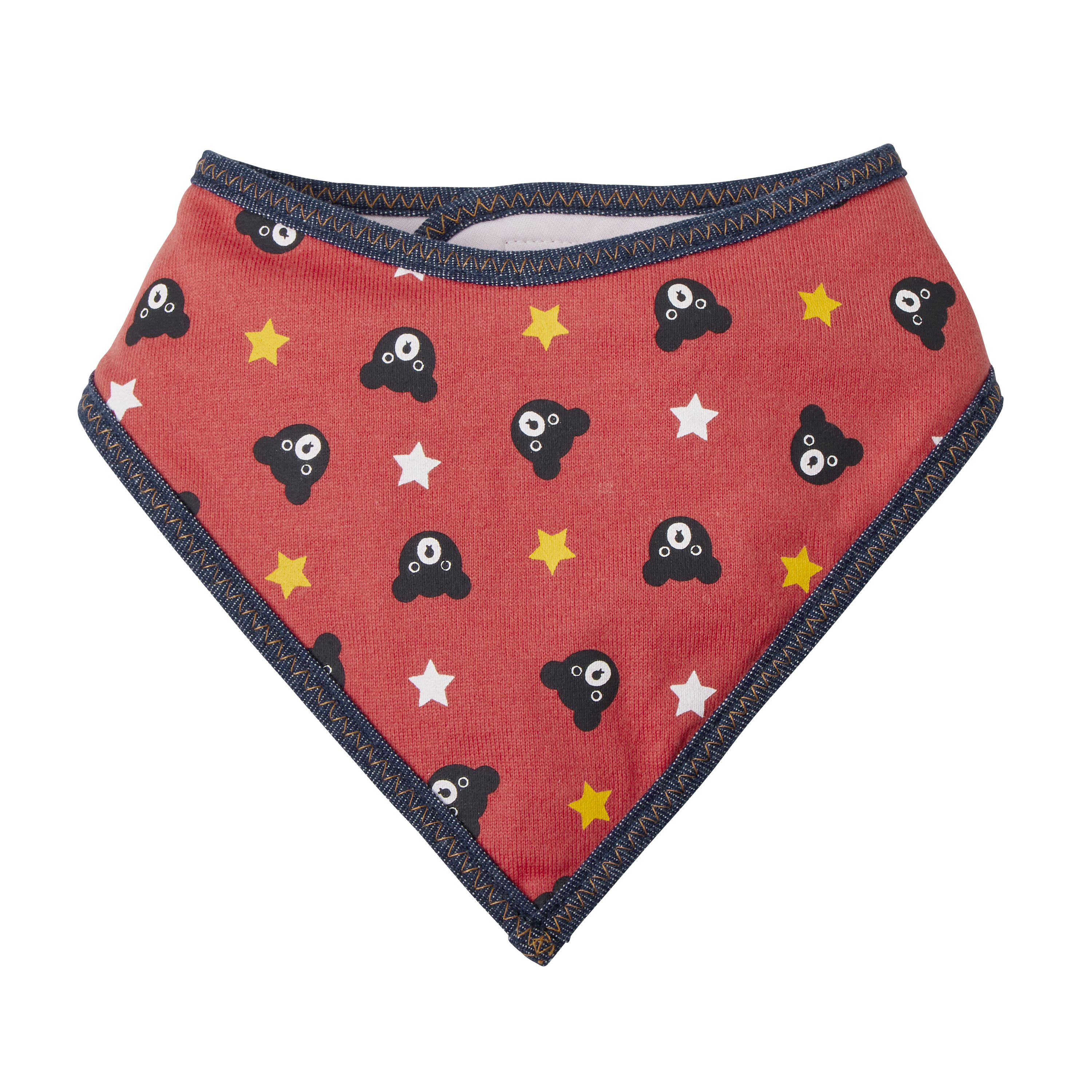 DOUBLE_B 滿版印花牛仔風圍兜-紅/黃/天藍