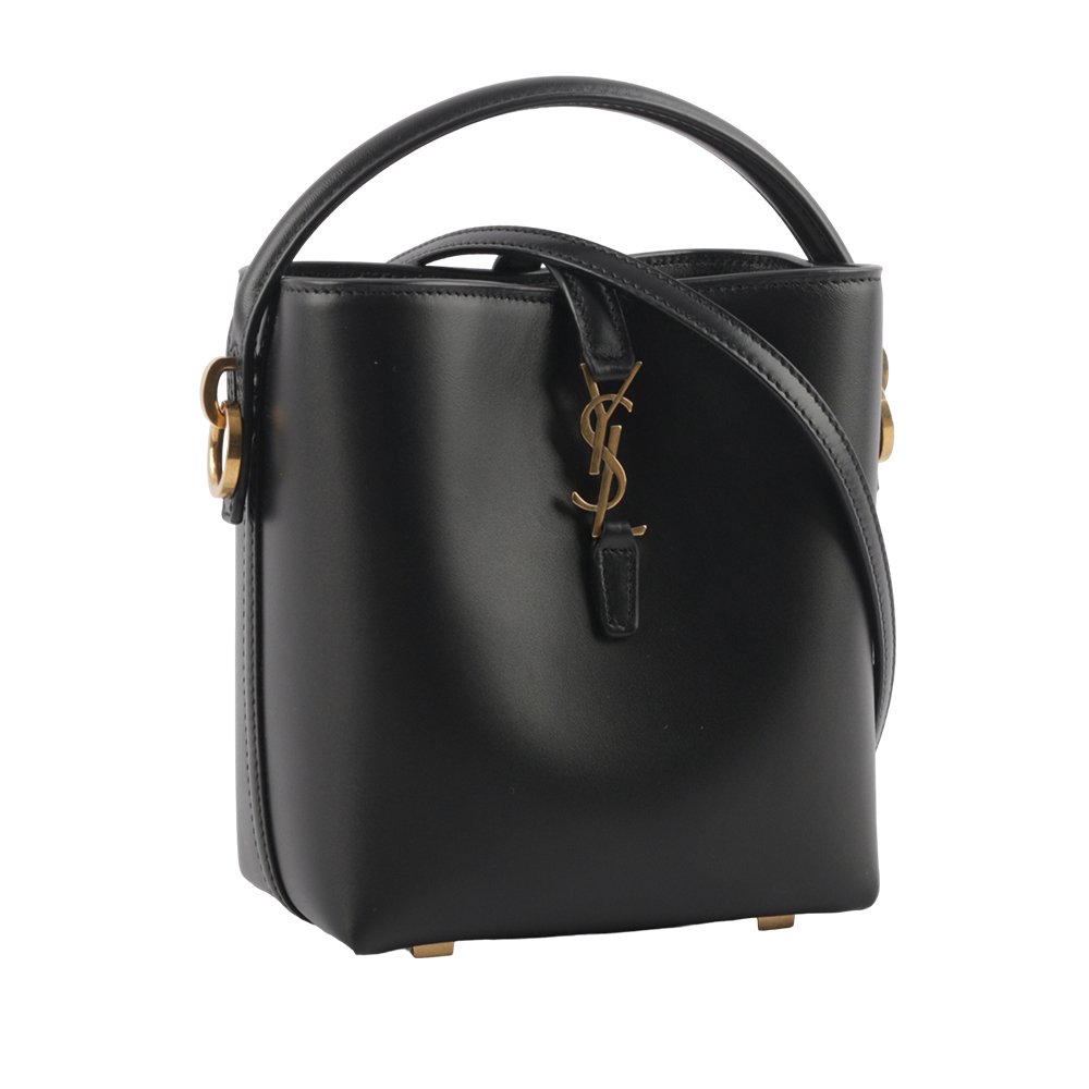 【YSL/Saint Laurent Paris】LE 37 金釦小牛皮二用迷你水桶包