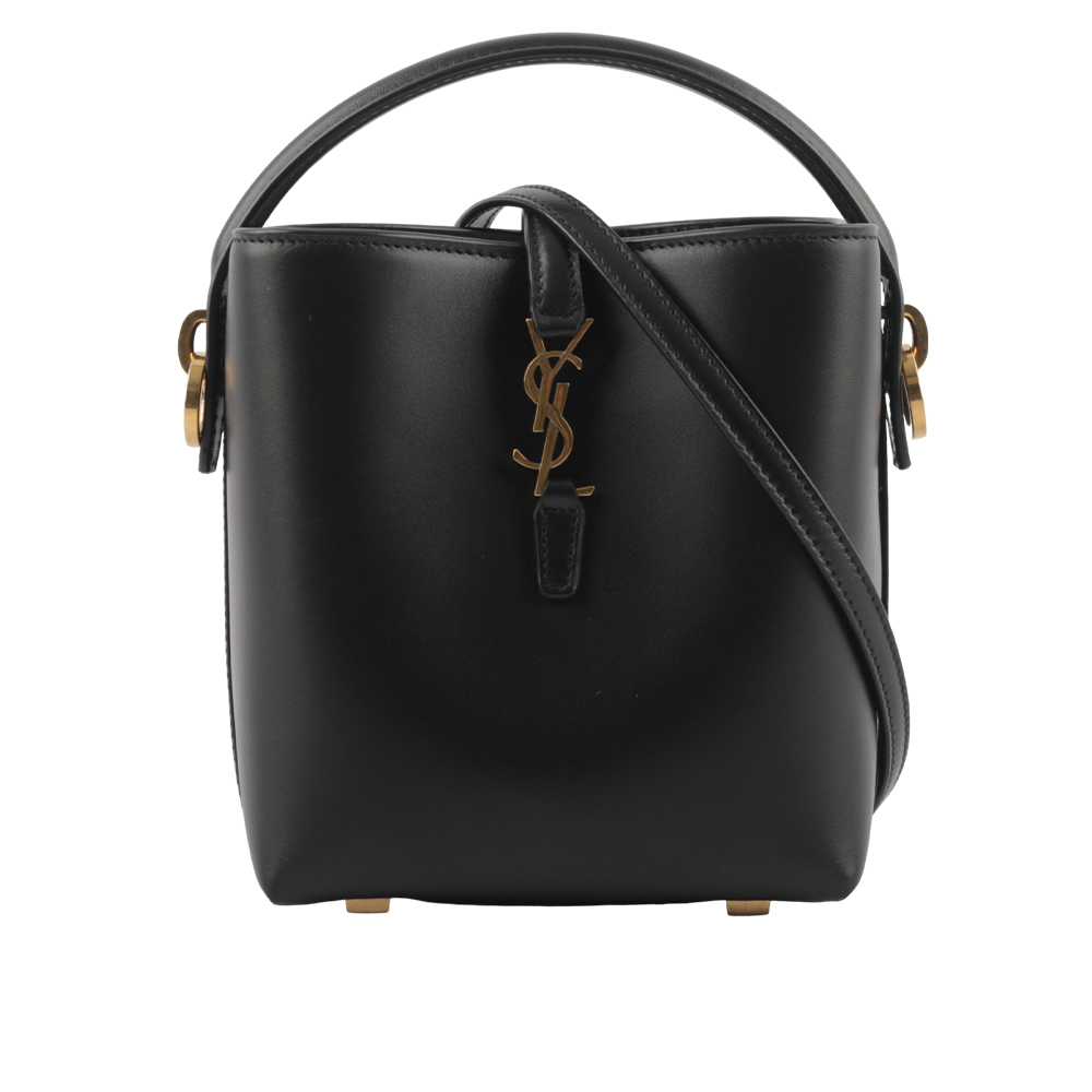 【YSL/Saint Laurent Paris】LE 37 金釦小牛皮二用迷你水桶包