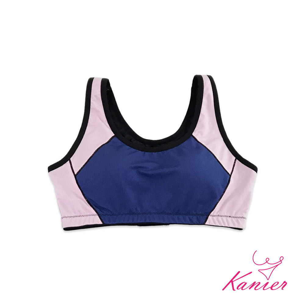 【Kanier卡妮兒】拼貼趣 涼感坦克 挖背防震 運動內衣【1212 藍色 -Ｍ / L / XL / XXL(Q)】