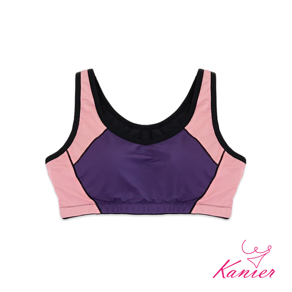 【Kanier卡妮兒】拼貼趣 涼感坦克 挖背防震 運動內衣【1212 紫色 -Ｍ / L / XL / XXL(Q)】
