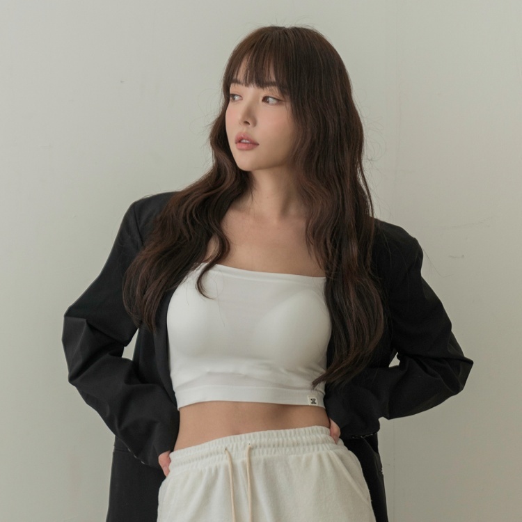 韓國 DOROSIWA 平口冰絲感貼身 Bra Top 背心 短版 白色