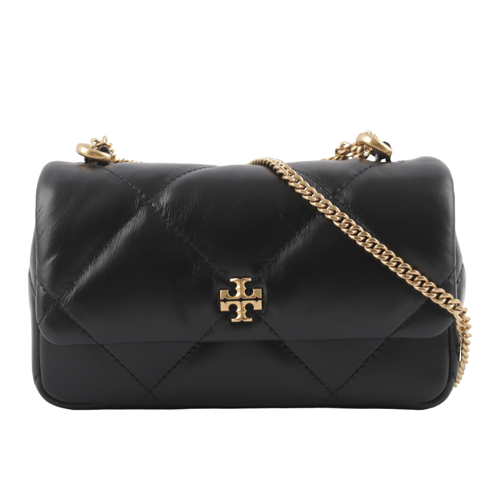 【Tory Burch】Kira 納帕皮革鑽石格紋縫線迷你二用包(黑色)