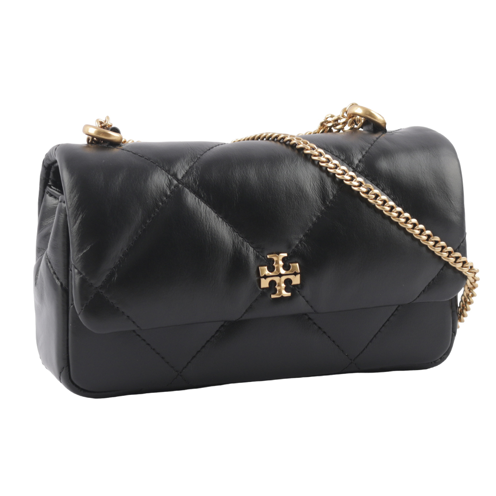 【Tory Burch】Kira 納帕皮革鑽石格紋縫線迷你二用包(黑色)