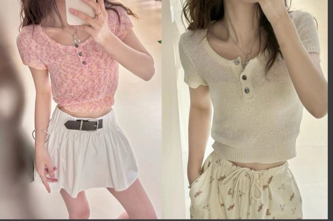 柔軟針織短版上衣