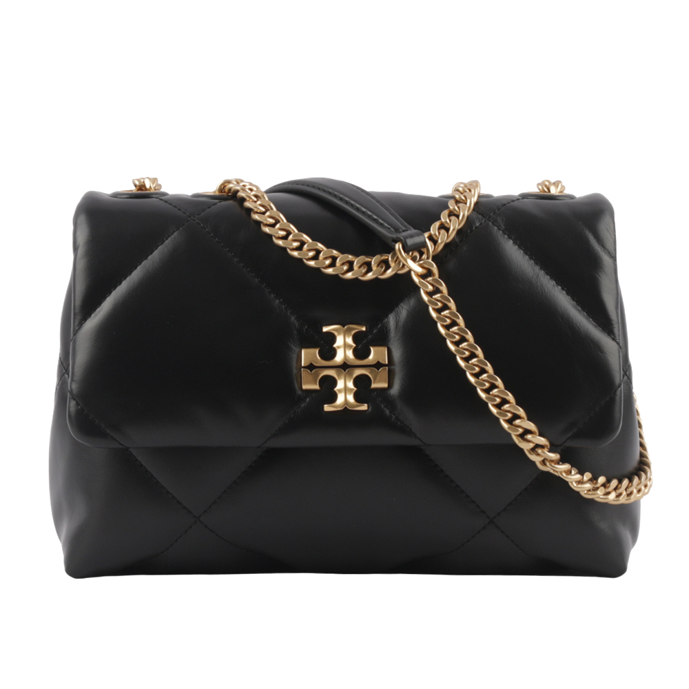 【Tory Burch】Kira 納帕皮革鑽石格紋縫線小號二用包(黑色)