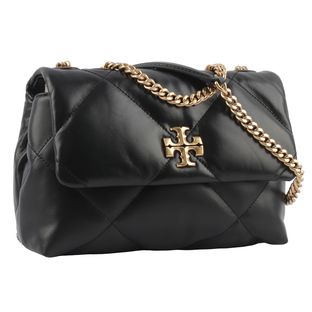 【Tory Burch】Kira 納帕皮革鑽石格紋縫線小號二用包(黑色)