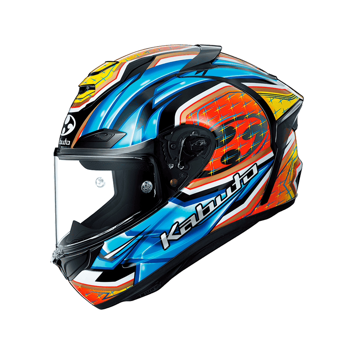 KABUTO F-17 GLANZ 亮藍黃 彩繪 頂級帽款 賽道帽款