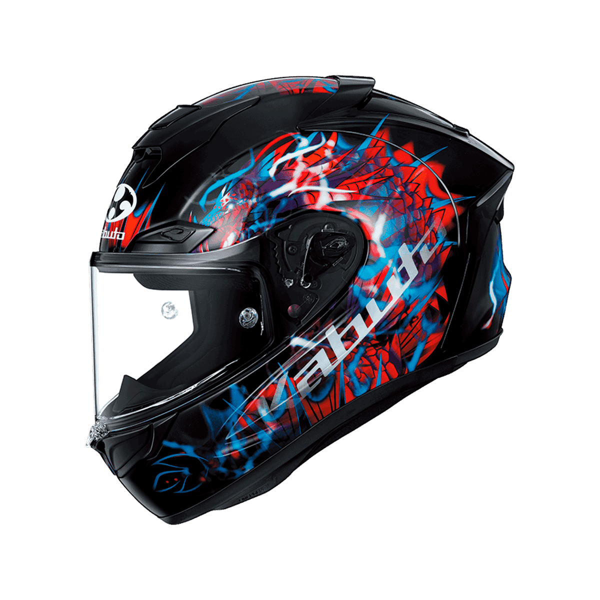 KABUTO F-17 TRICK 亮黑藍 彩繪 頂級帽款 賽道帽款