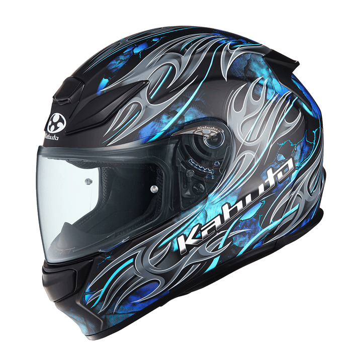 KABUTO SHUMA FLAME 消光黑藍 彩繪 全罩式