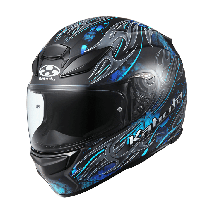 KABUTO SHUMA FLAME 消光黑藍 彩繪 全罩式