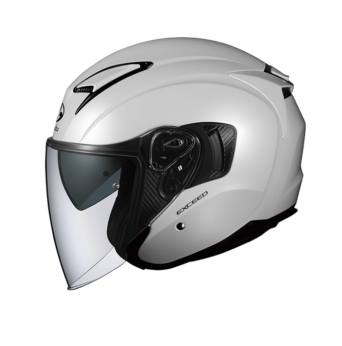 KABUTO EXCEED 亮光白 素色 3/4帽款 內墨片