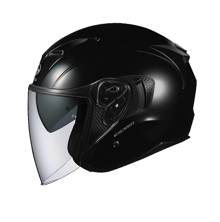 KABUTO EXCEED 亮光黑 素色 3/4帽款 內墨片