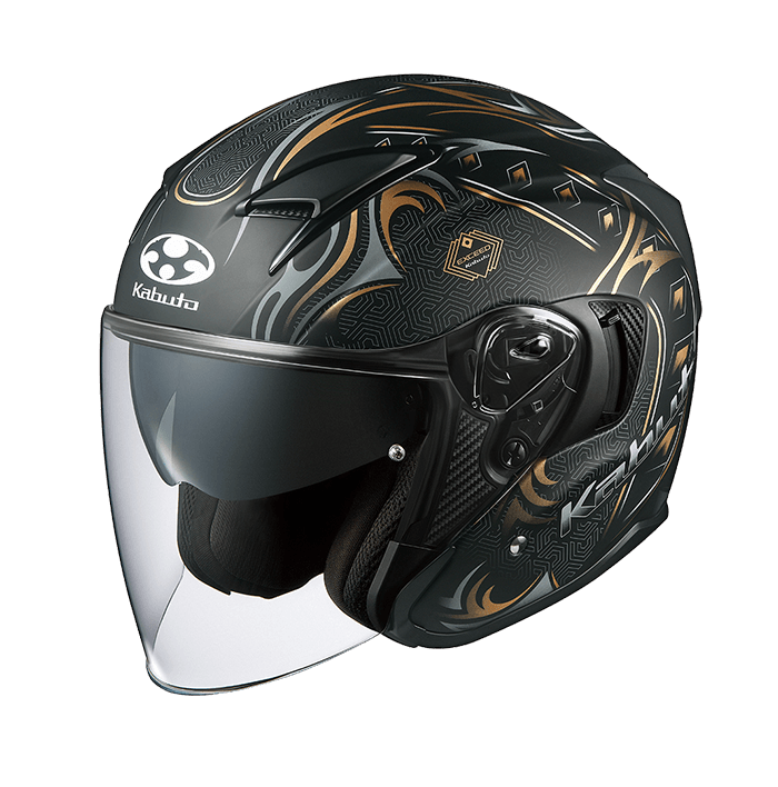 KABUTO EXCEED SWORD 黑金 彩繪 3/4帽款 內墨片