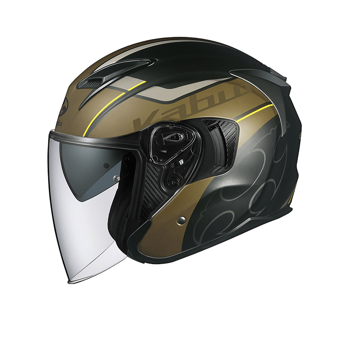 KABUTO EXCEED GLIDE 黑 卡其 彩繪 3/4帽款 內墨片