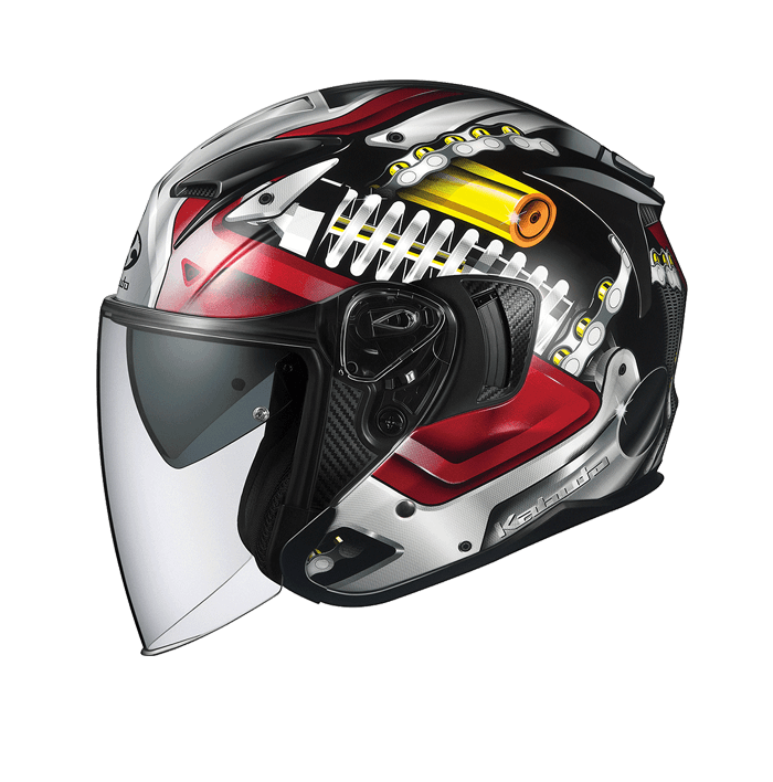 KABUTO EXCEED MACHINE 黑銀 彩繪 3/4帽款 內墨片