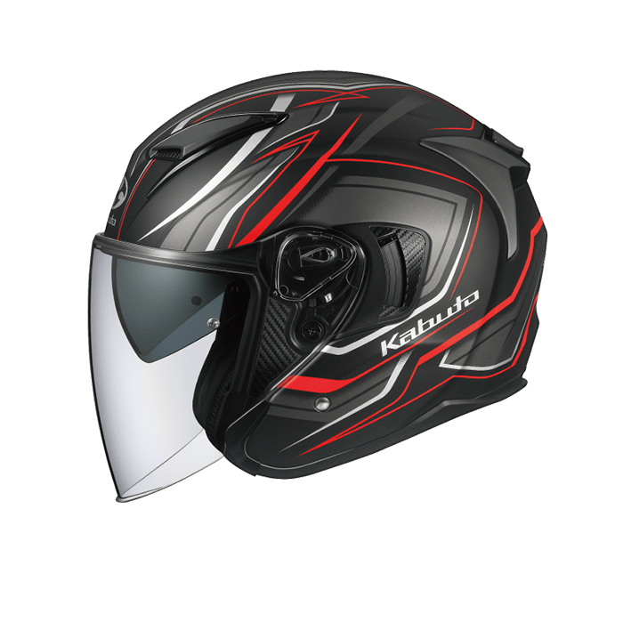 KABUTO EXCEED CLAW 黑紅 彩繪 3/4帽款 內墨片