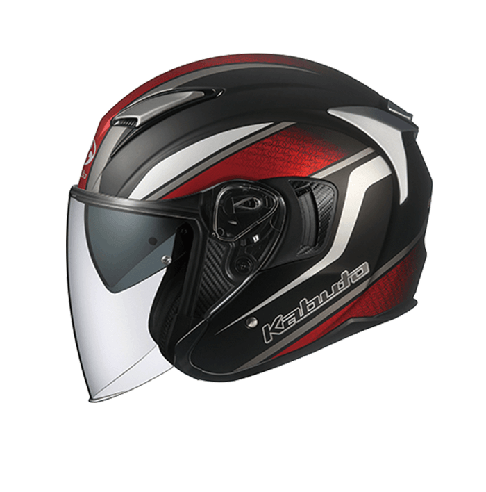 KABUTO EXCEED DEUCE 消光黑紅 彩繪 3/4帽款 內墨片