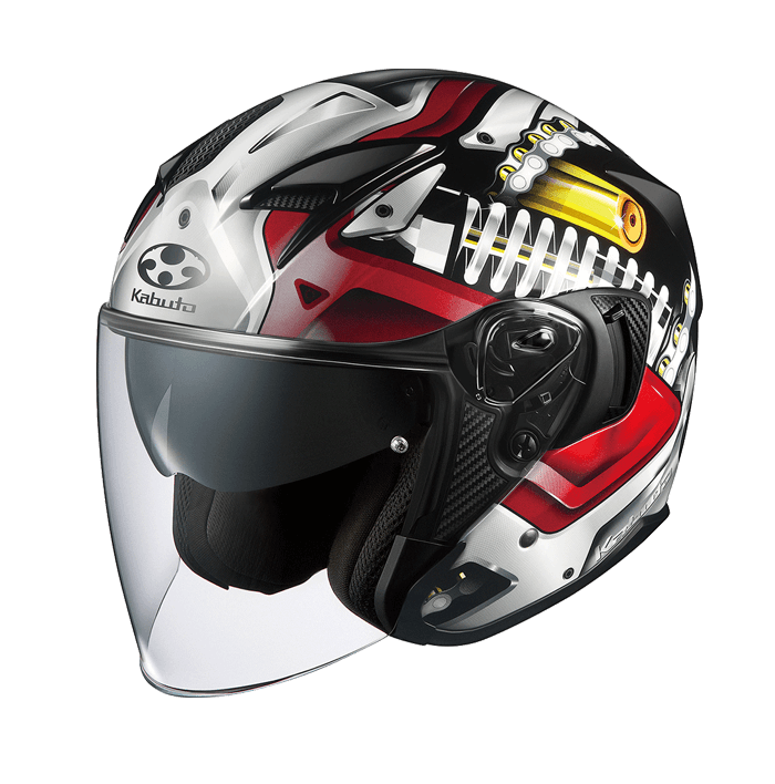 KABUTO EXCEED MACHINE 黑銀 彩繪 3/4帽款 內墨片