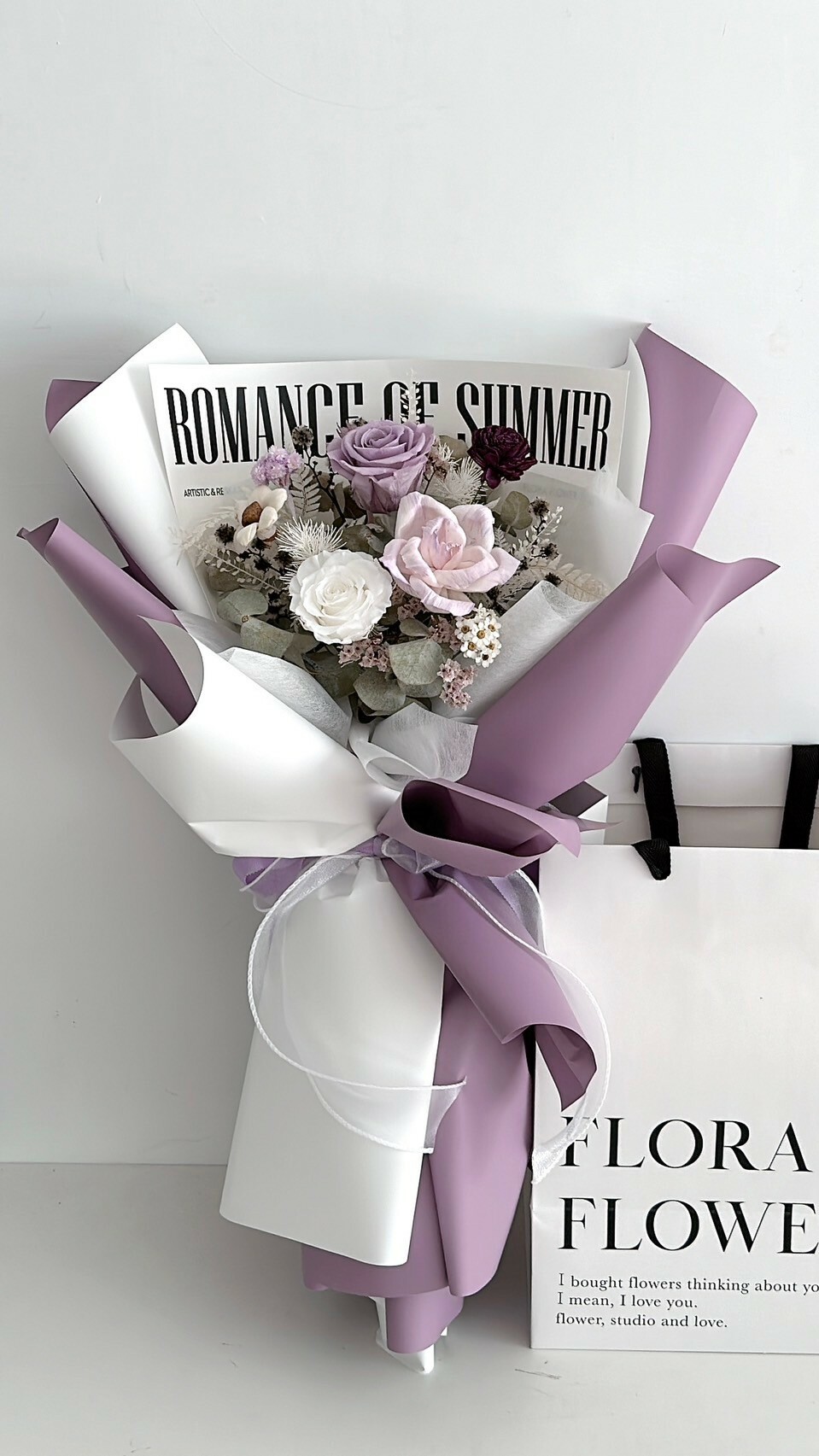 乾燥永生花束-雲霧紫