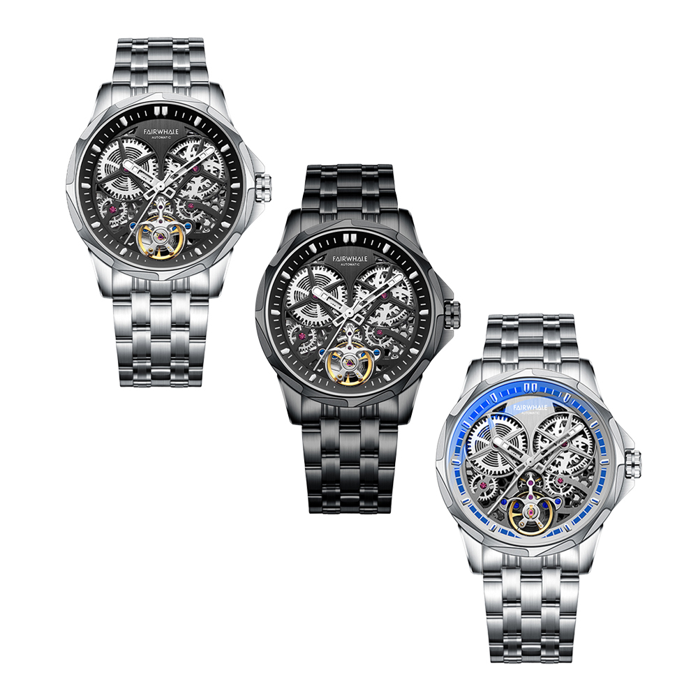 【Mark fairwhale 馬克菲爾 】FW-6030 美學 不鏽鋼 鏤空 夜光 機械 紳士 男士 腕錶 手錶