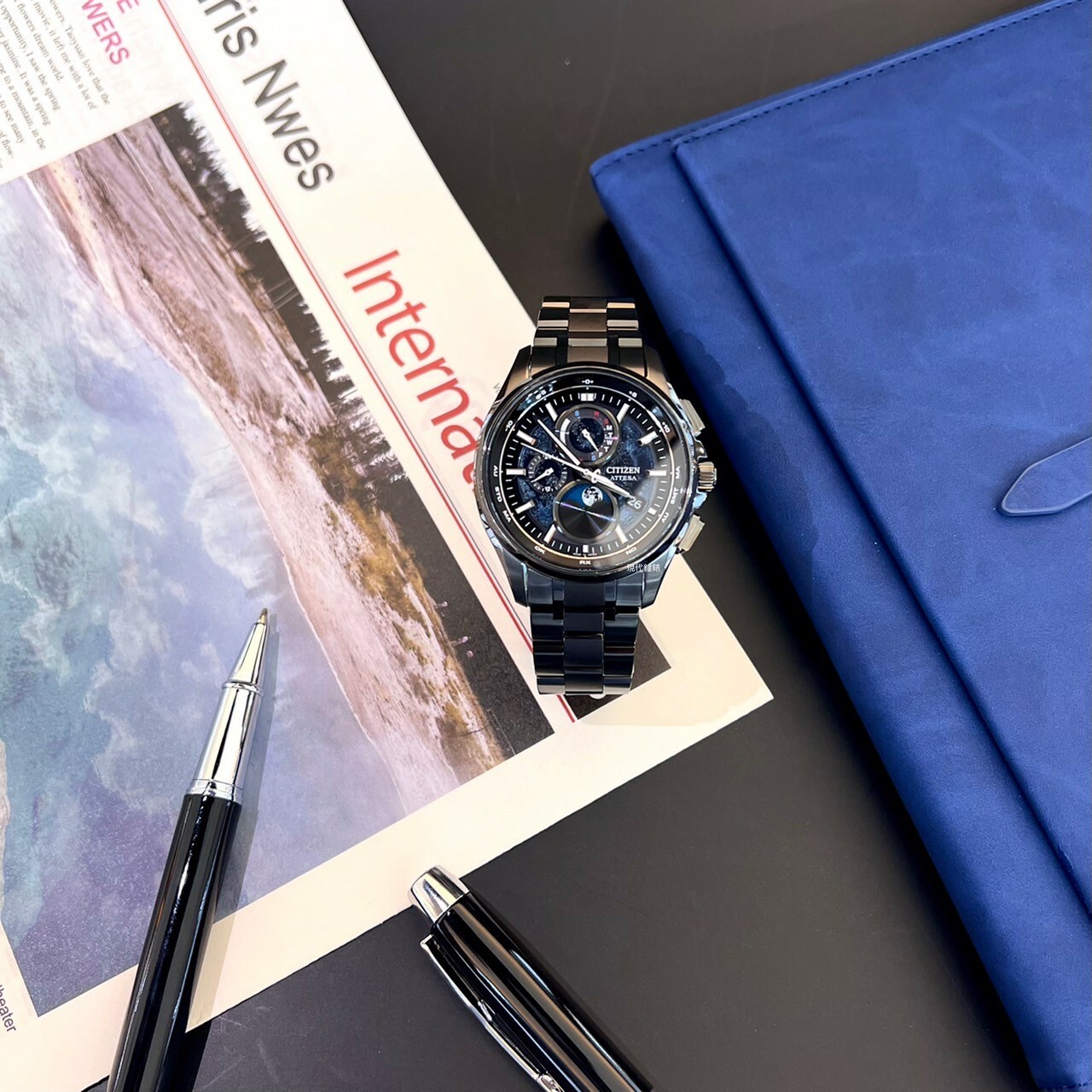 【CITIZEN星辰】GEN'T時尚男錶HAKUTO-R限定款 黑藍色BY1008-67L 41.5mm 現代鐘錶